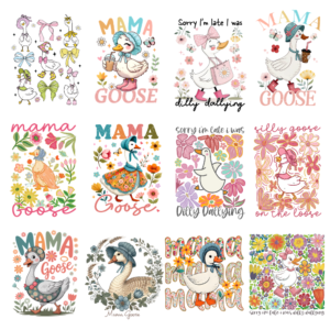Sorry I'm Late I Was Dilly Dallying Goose Png, Floral Goose PNG, Coquette Goose Png, Mama Goose Png, Mothers Day Png