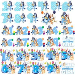 Bluey Birthday Png Bundle, My Birthday Pngs, Birthday Party Png, Png For Shirts, Bluey Birthday Family Matching Png File